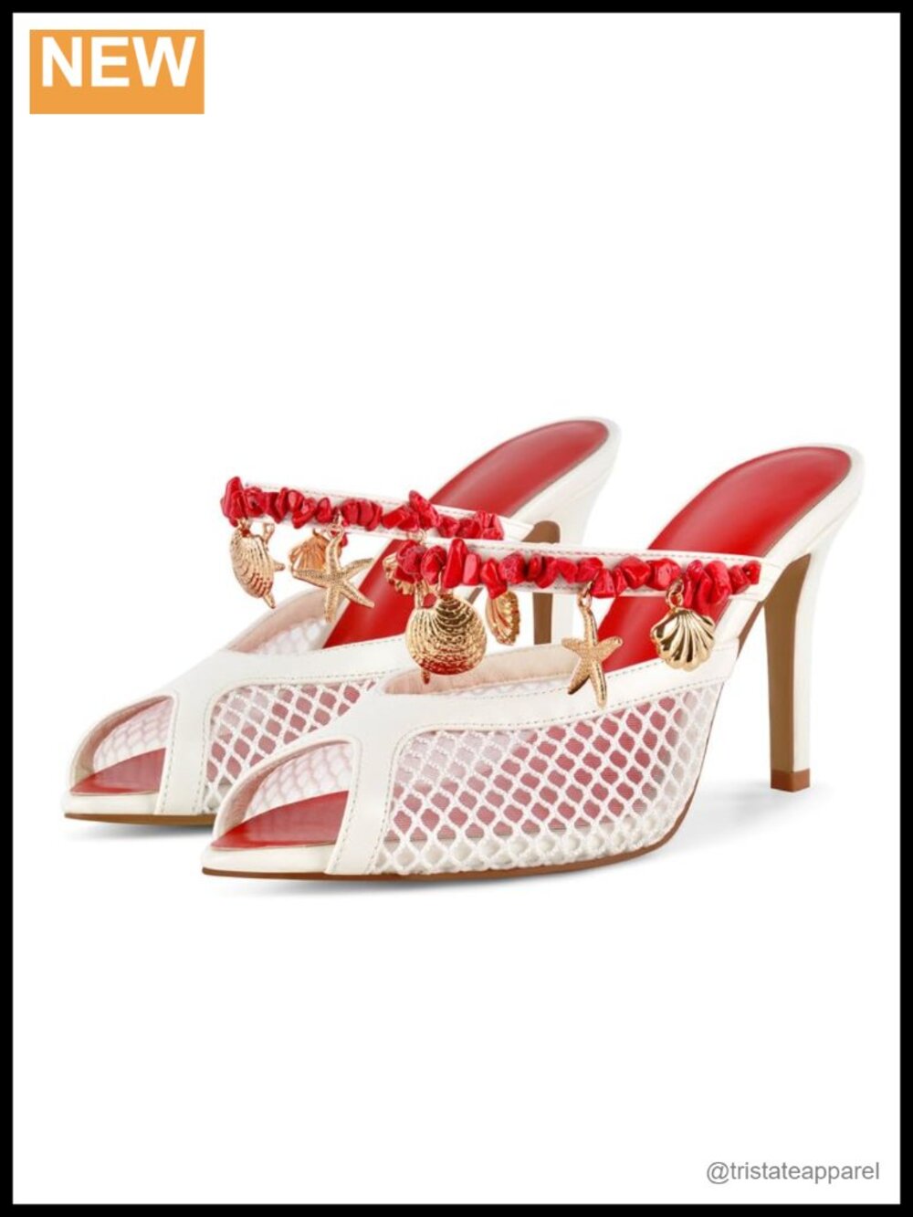 Mesh Peep Toe Heel Sandals